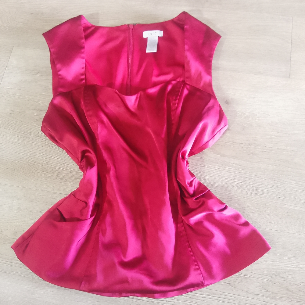 Cache Vibrant Red Satin Blouse